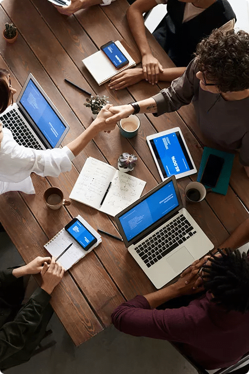 A group of Basterfield team members collaborating